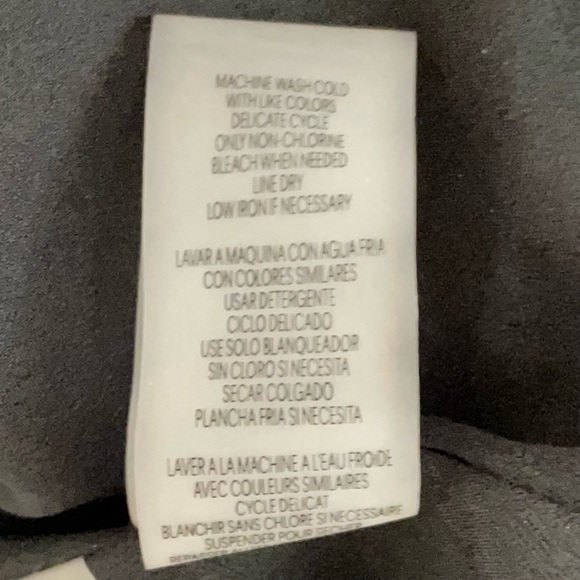 Calvin Klein, black white peach chiffon button front blouse L houndstooth floral - Picture 7 of 7